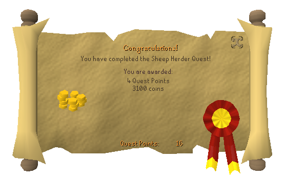 Quest completion scroll of Sheep Herder