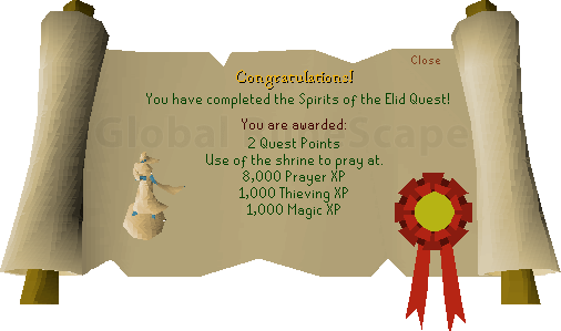 Quest completion scroll of Spirits of the Elid