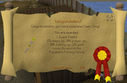 Quest completion scroll of Swan Song