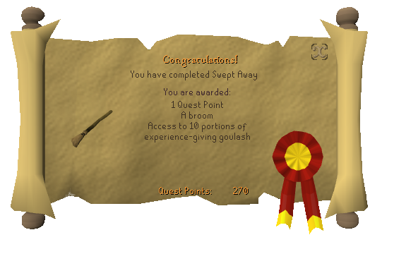 Quest completion scroll of Swept Away