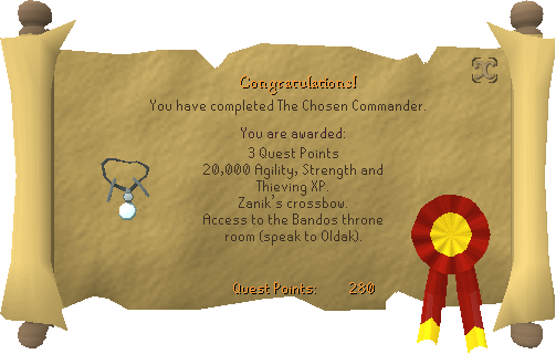 Quest completion scroll of The Chosen Commander