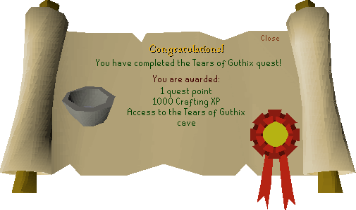 Quest completion scroll of Tears of Guthix