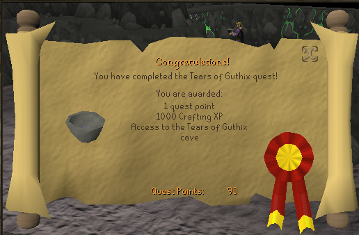 Quest completion scroll of Tears of Guthix