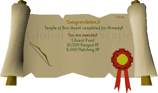 Quest completion scroll of Temple of Ikov