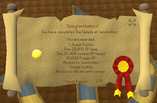 Quest completion scroll of Temple of Senntisten