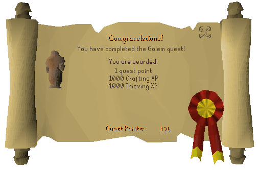 Quest completion scroll of The Golem