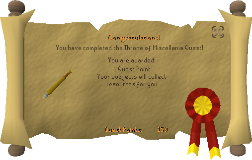 Quest completion scroll of Throne of Miscellania