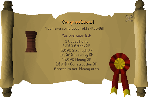 Quest completion scroll of TokTz-Ket-Dill