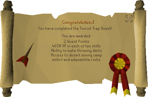 Quest completion scroll of The Tourist Trap