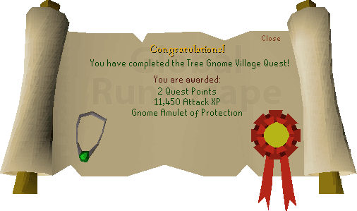 Quest completion scroll of Tree Gnome Village