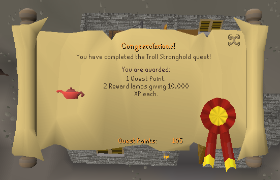 Quest completion scroll of Troll Stronghold