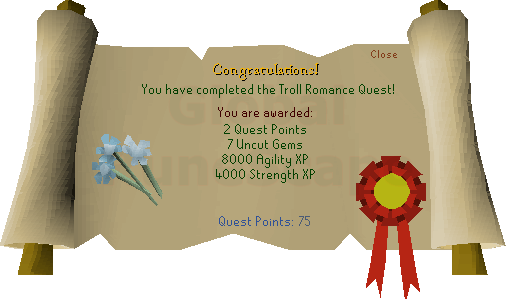 Quest completion scroll of Troll Romance