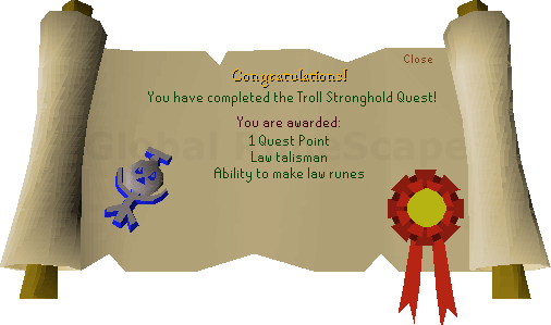 Quest completion scroll of Troll Stronghold