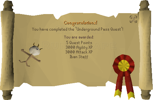 Quest completion scroll of Underground Pass