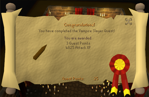 Quest completion scroll of Vampire Slayer