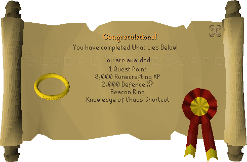Quest completion scroll of What Lies Below