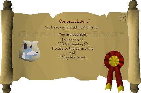 Quest completion scroll of Wolf Whistle