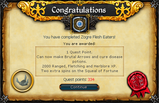 Quest completion scroll of Zogre Flesh Eaters
